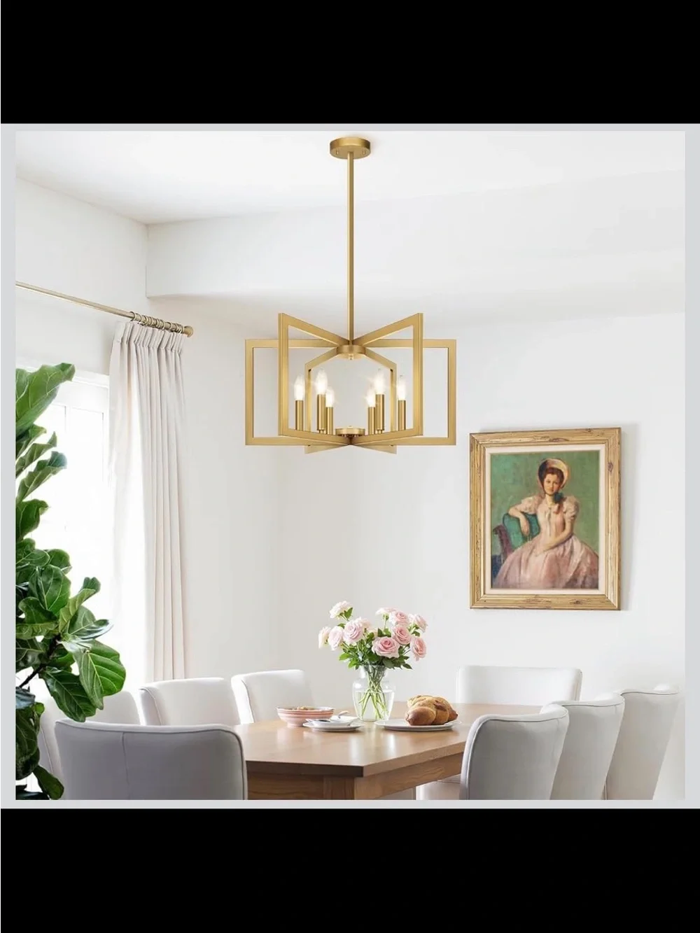 25”-61” Adjustable Gold Chandelier - Modern Light Fixture - New in Box